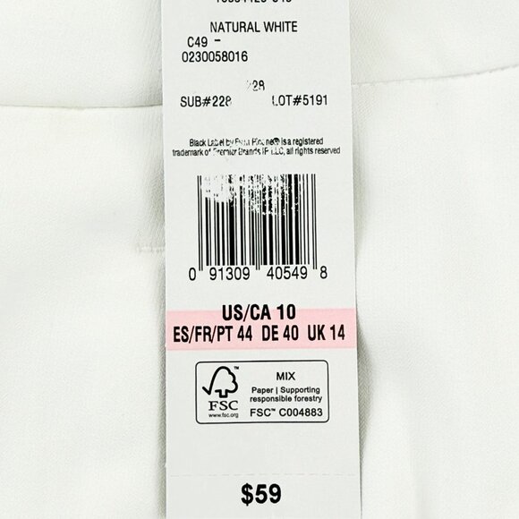 Black Label by Evan-Picone Womens Full Lined Mid Rise Stretch White Pants 10 NWT - Picture 5 of 11